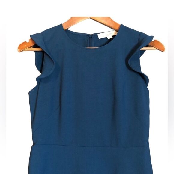 NWT! Loft blue ruffle sleeve dress. size 2 petite - Picture 2 of 10